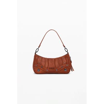 Small embroidered faux leather bag