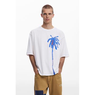 Palm tree T-shirt with topstitching