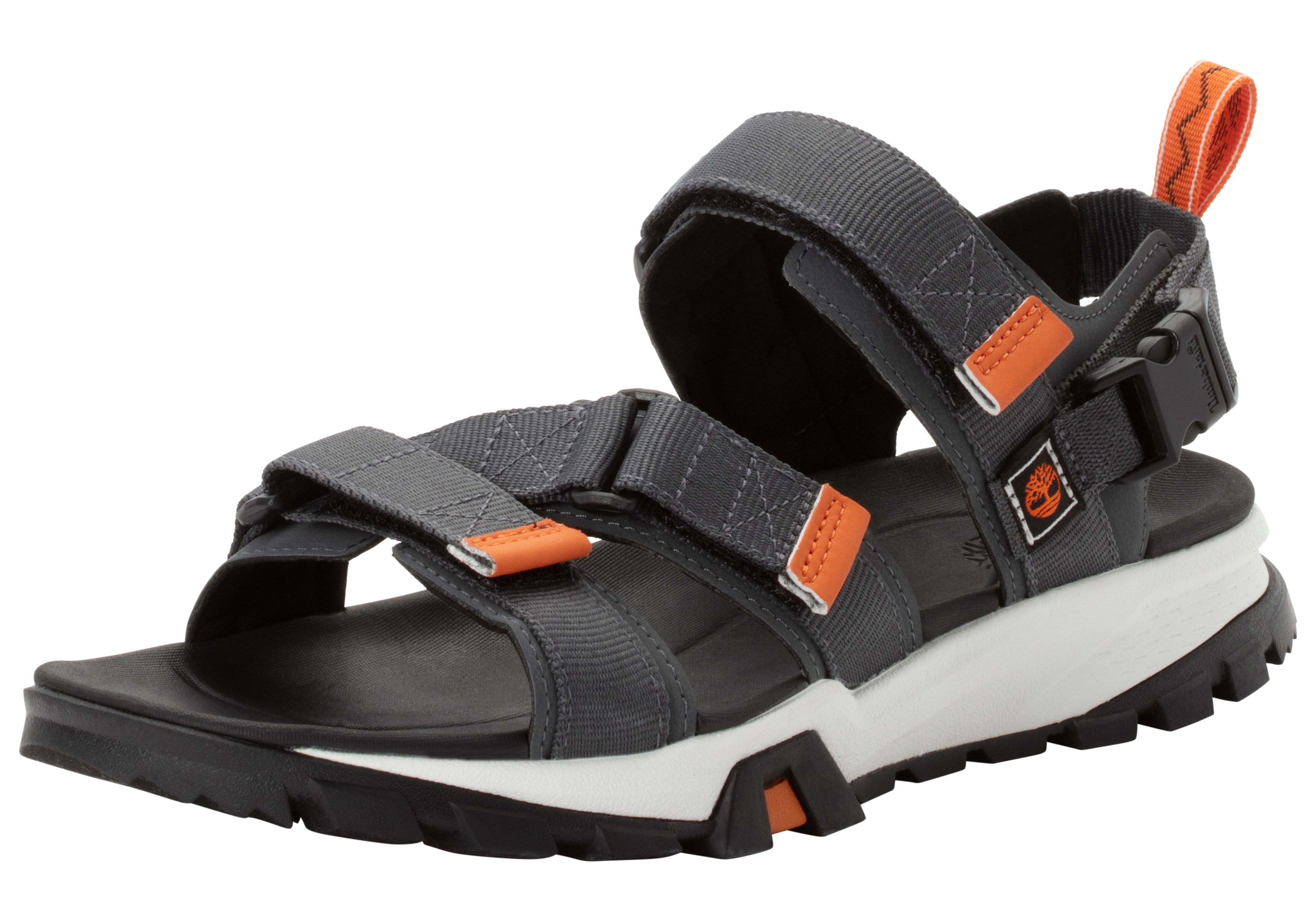 Sandale TIMBERLAND "GARRISON TRAIL BACKSTRAP SANDAL", Damen, Gr. 40, grau (md grau webbing), Textil, Schuhe Sandale, mit Klettverschluss