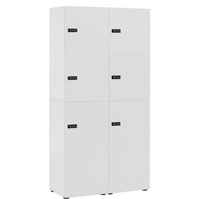 Garderoben-Set SCHILDMEYER "Locked Spind Schrank Set mit 4 Spinden", weiß (mattweiß), Zahlenschloss, Spinde beliebig stapelbar, Holzwerkstoff, Kastenmöbel-Sets, 2x Spind mit 1 Tür, 2 x Spind mit 2 Türen, Made in Germany Image