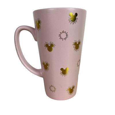 Disney Dining | Disney Mickey Mouse Sun Pattern Pink Gold Ceramic Coffee Mug Travel Mug Large | Color: Gold/Pink | Size: Os