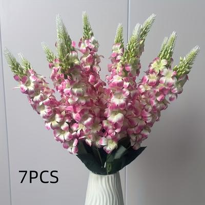 TEMU 7pcs Classic Long Stem Bougainvillea & Orchid Artificial Flowers, Home Decor, Garden, Party And Wedding Image