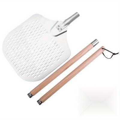 TEMU An Aluminum Kitchen Baking Food Transfer Spatula With A Non-slip Oak Handle, Detachable For , Easy To Clean, Suitable For Restaurants, Kitchens, And Outdoor Use. Image