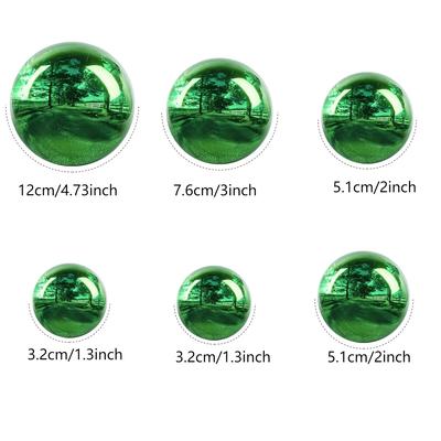 TEMU 6pcs, Green Stainless Steel Gazing Ball, Green Mirror Polished Hollow Ball Reflective Garden Ball, Pre-drilled Gazing Ball Decoration For Home Garden Image