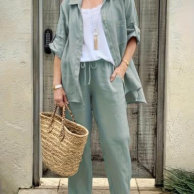 TEMU Targeted Development Women' Color Casual Two-piece Set Image