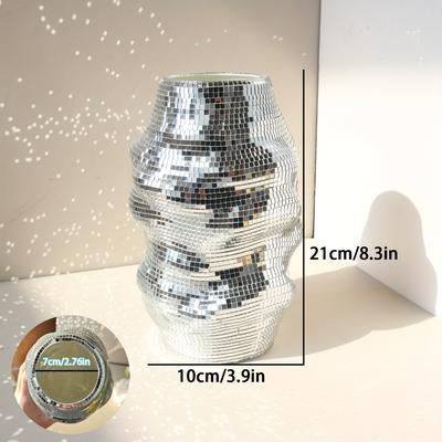 TEMU 1pc Disco Ball Vase, Silvery Mirror Ball Decorative Vase, Suitable For Table Center Decoration, Parties, Weddings, Birthdays, Bars, Offices, Gifts Image