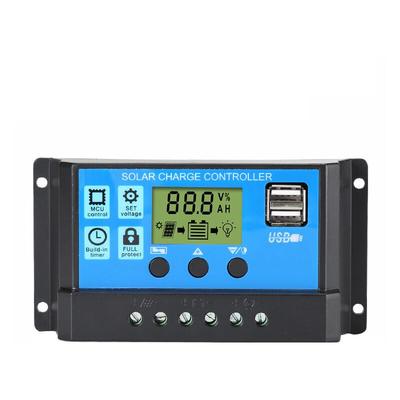Aougo - 30A 12V/24V Intelligente Batterie Solar Panel Laderegler Regler mit 5V Dual usb Port lcd Image