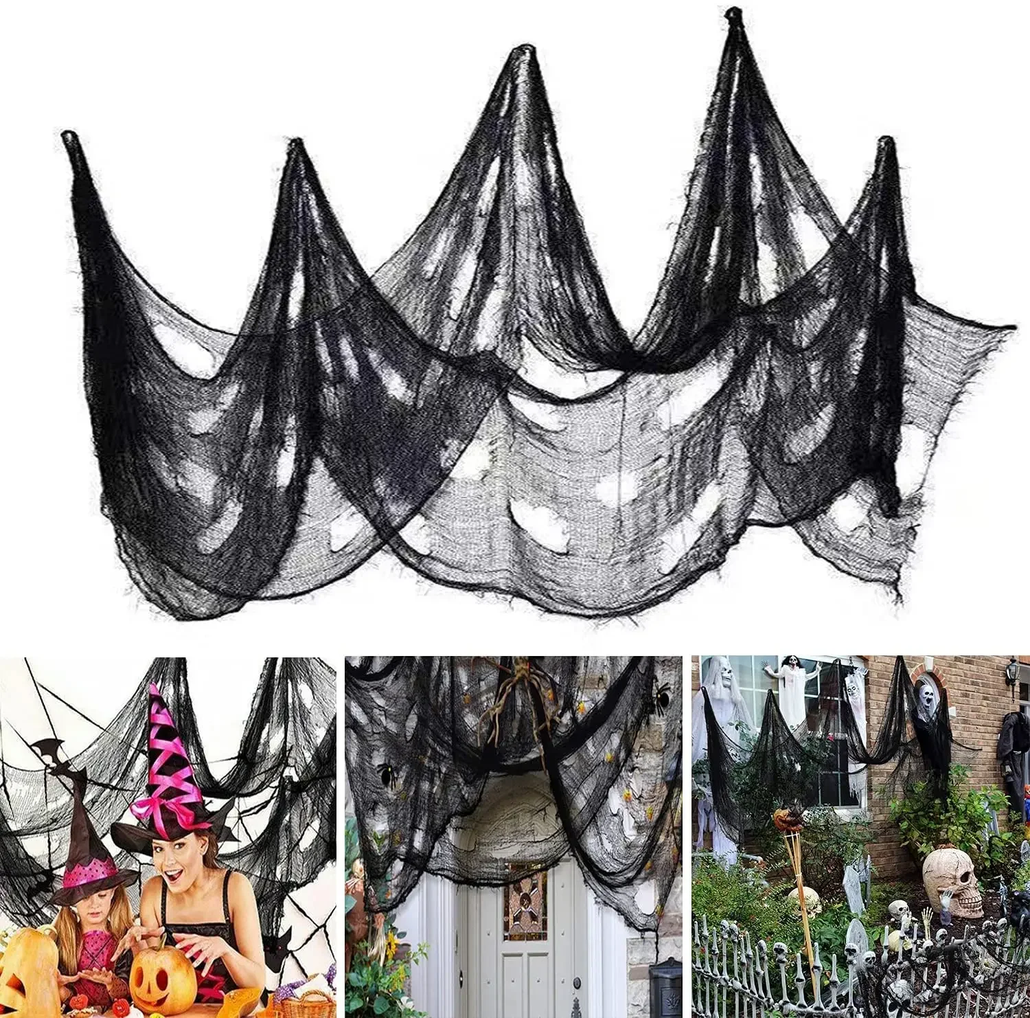 Halloween Gaze schwarz Spaghetti Farbe Ghost Festival Dekoration Halloween Party Home Szene Dekoration Horror Haus Horror Requisiten Image