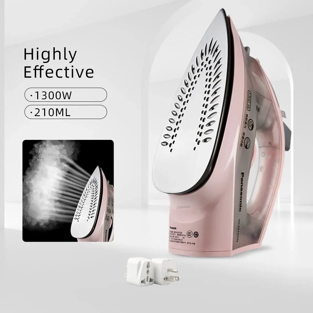 Panasonic Elektrisches Bügeleisen, tragbares Mini-Dampfgarer, Dampfbügeleisen für Kleidung, Bügeleisen, verstellbares Bügeleisen mit Keramik-Bügelsohle Image