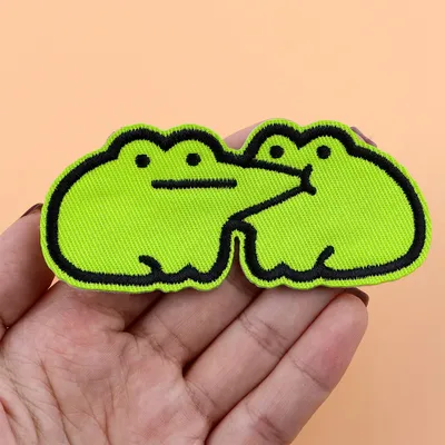 2pcs Cartoon Frog Iron On Patch Clothes Patch For Clothing Cute Embroidered Patch Garment Apparel Accessories Sewing Stickers