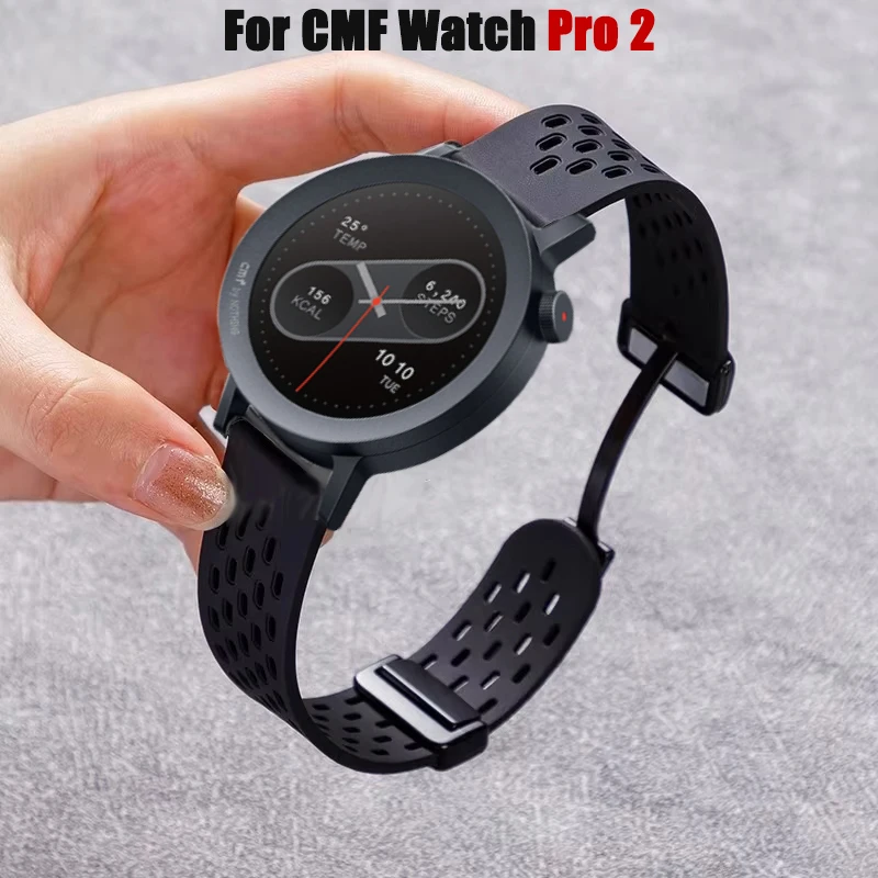 22 mm magnetisches Sportarmband für CMF Watch Pro 2 3, Silikonarmband für CMF by Nothing Watch Pro3 Ersatz-Faltschnallenarmband Image