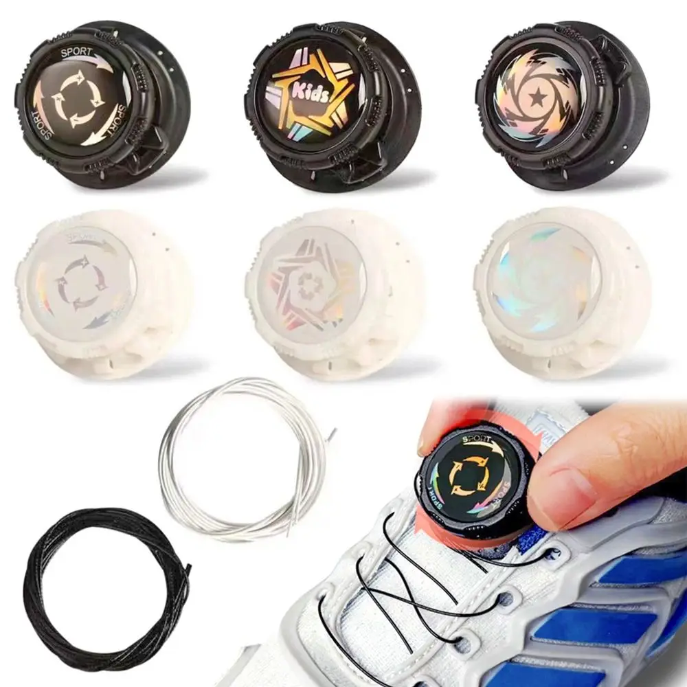 1 Paar Metalldraht drehbare automatische Schnalle Seil Sneaker Schnürsenkel für Kinder Erwachsene ohne Krawatte Schnürsenkel Quick Lock Schnürsenkel Sneakers Image