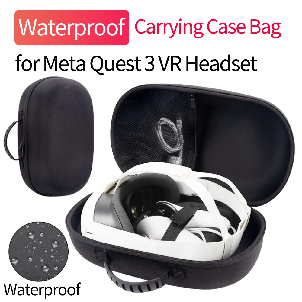 Tragetasche mit Objektivabdeckung, stoßfeste Hartschalentasche, kratzfeste Netztasche für Meta Quest 3, VR-Headset-Zubehör Image