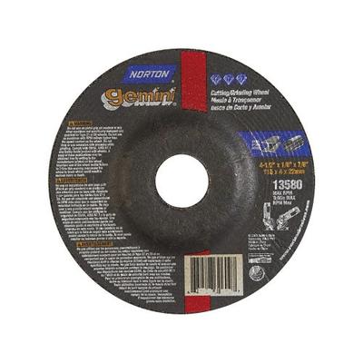 Norton Gemini Cut-Off Wheel, Type 27, 1/8 in Thick, 4 1/2 in Arbor (547-66252843591) 1 Box