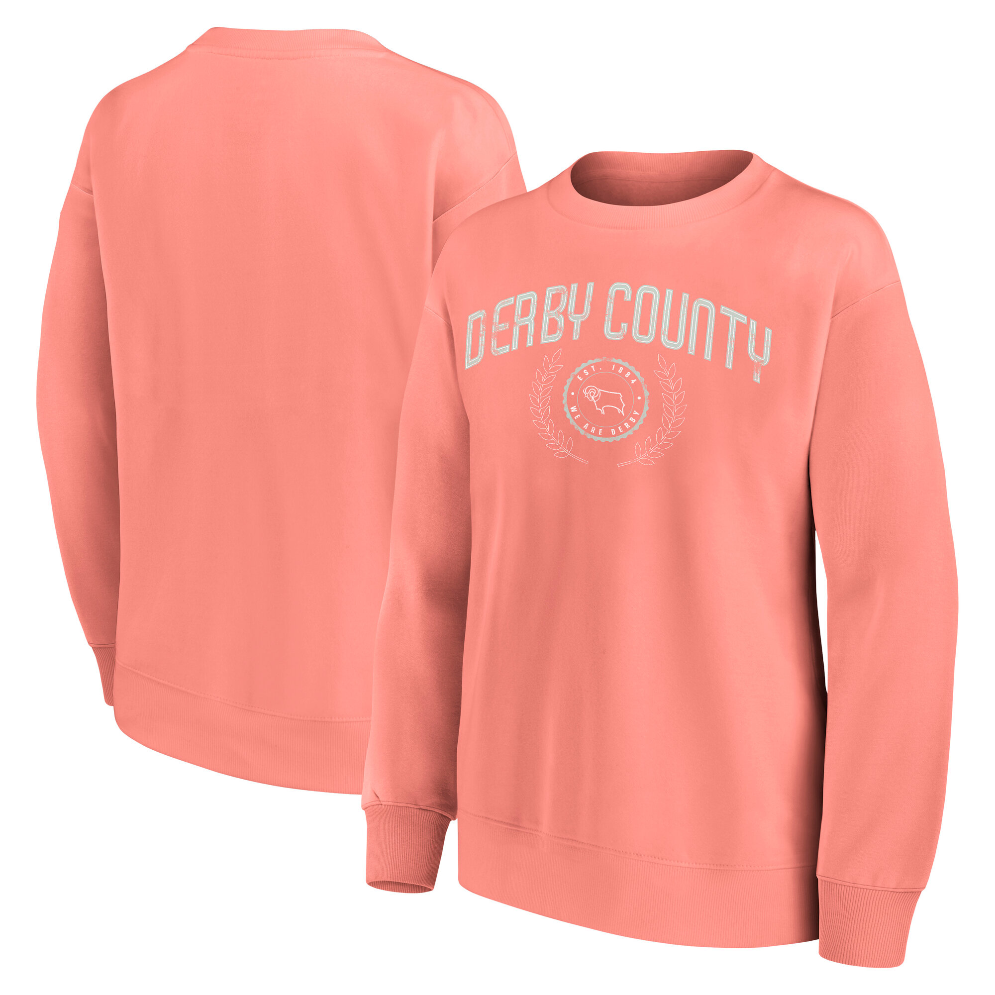 Derby County Rebel Academia Grafik-Sweatshirt in Übergröße – Koralle – Damen Image