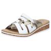 Pantolette RIEKER, Damen, Gr. 41, gold (weiß, goldfarben), Lederimitat, klassisch, Schuhe, Sommerschuh, Schlappen, Hausschuh, Keilabsatz, mit kleinem Gummizug