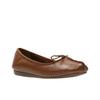 Ballerina CLARKS "Freckle Ice", Damen, Gr. 40, schwarz tan leather, Leder, casual, Schuhe, Slipper, Flats, Flats, Slipper mit Schleifchen