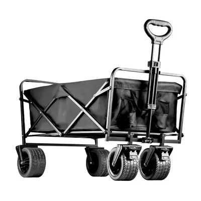 500lbs Large Capacity Folding Wagon Cart Heavy Duty Portable Collapsible Beach Cart With Big Wheels