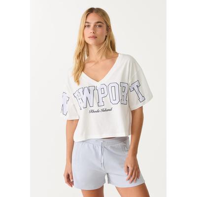 Stradivarius Cropped city slogan T-shirt Sky blue XL