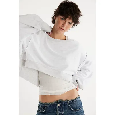 We The Free Camden Cropped Sweatshirt at Free People in Heather Grey, Size: XL