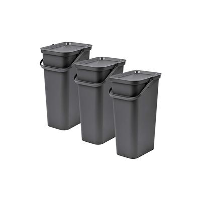 Tontarelli – Set mit 3 Mülleimern aus Graphit mit Griff, 3 Stück, 40 l, Fashion Collection Image