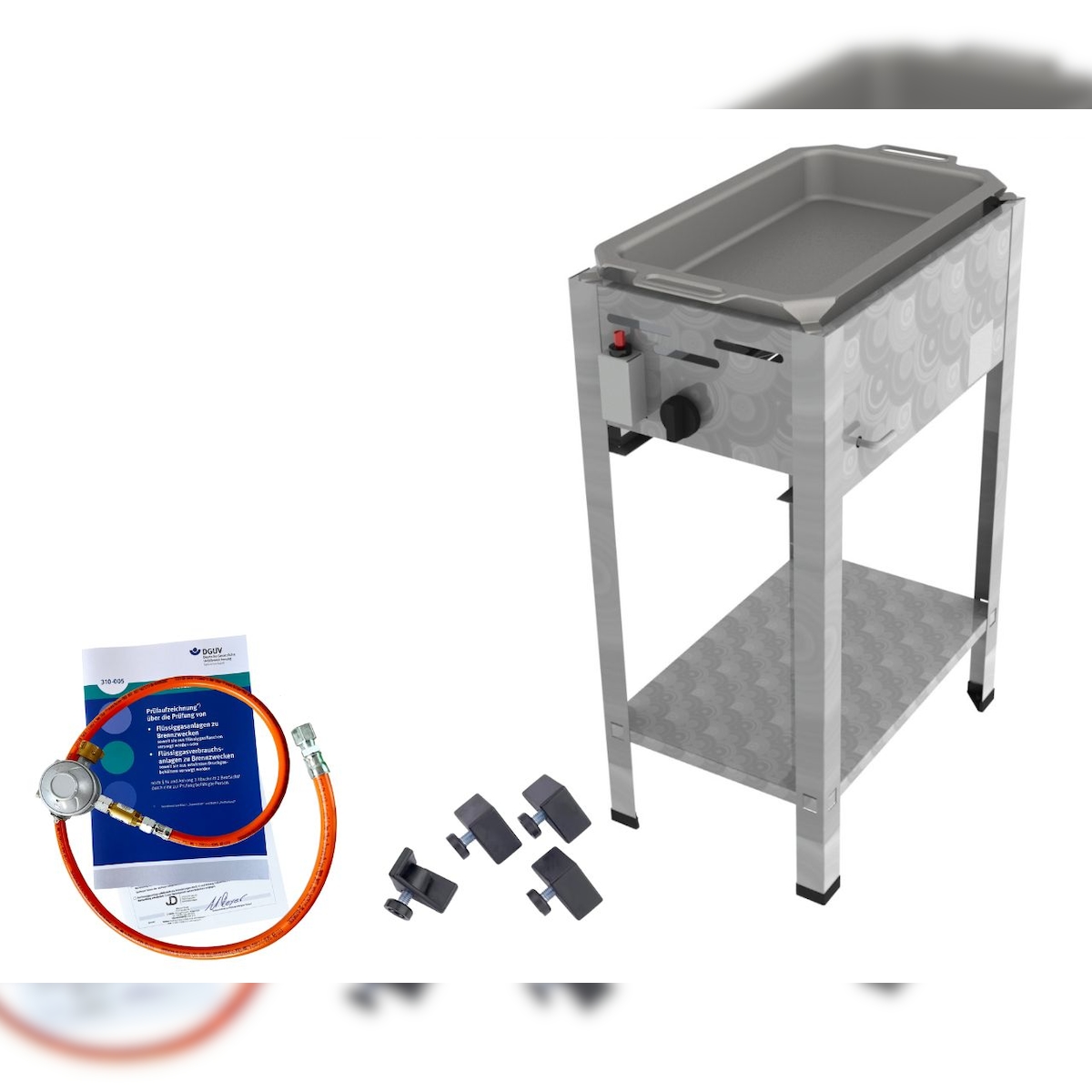 ChattenGlut Gasbräter 1-flammig 3,6kW Standgerät Edelstahlpfanne mit DGUV Image