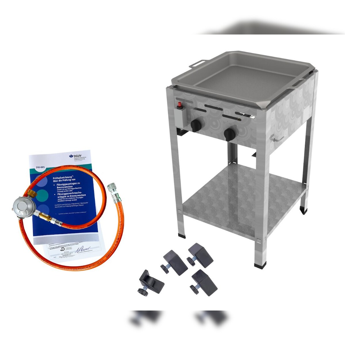 ChattenGlut Gasbräter 2-flammig 7,3kW Standgerät Stahlpfanne mit DGUV Image