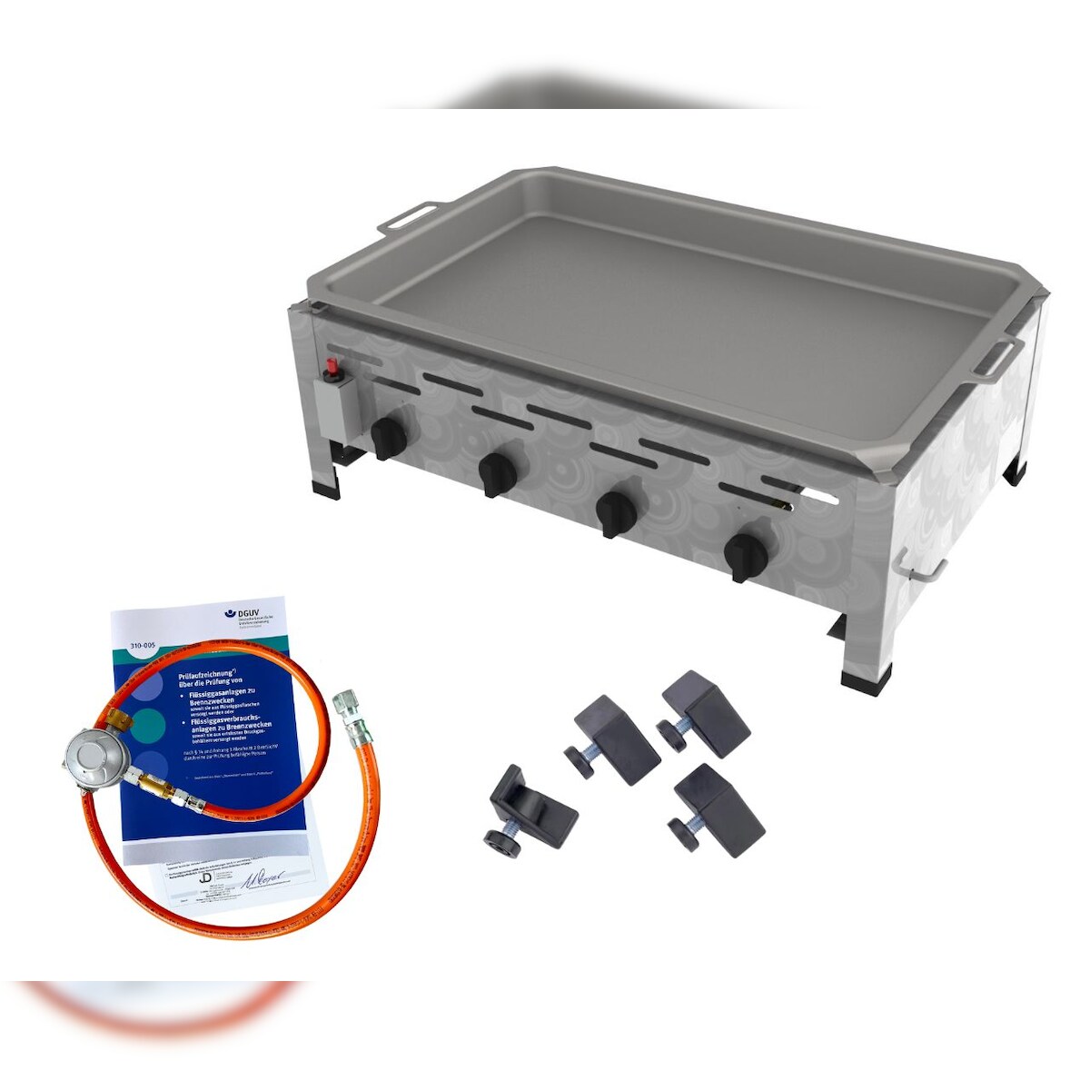 ChattenGlut Gasbräter 4-flammig 18kW Tischgerät Edelstahlpfanne mit DGUV Image