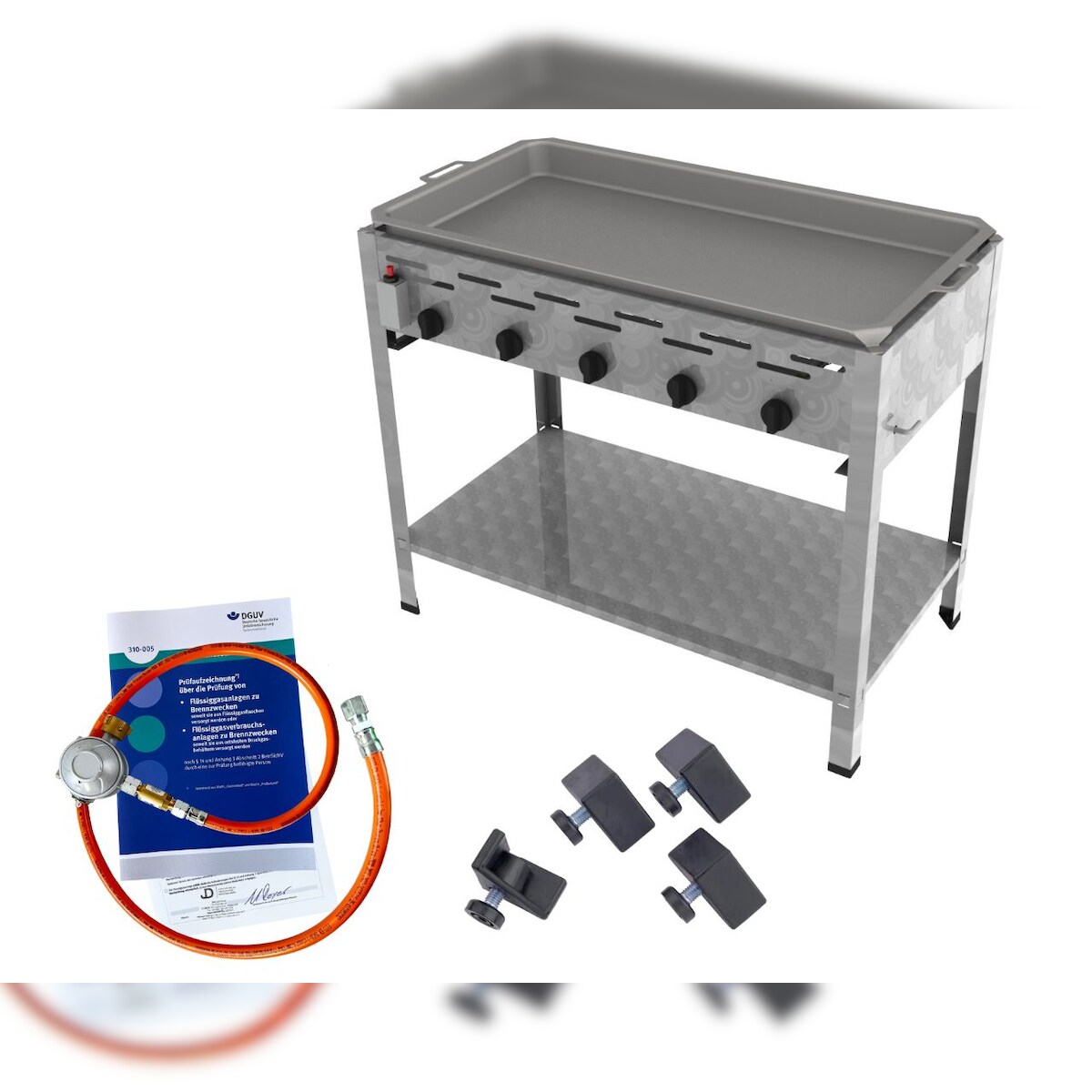 ChattenGlut Gasbräter 5-flammig 22,5kW Standgerät Edelstahlpfanne mit DGUV Image