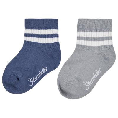 Sterntaler - Kid's Kurz-Socken DP Coolmax Rippe - Multifunktionssocken 19-22 | EU 19-22 grau/blau Image