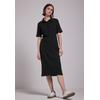 Midikleid STREET ONE STUDIO, Damen, Gr. 34, EURO-Größen, schwarz, Web, 48% Baumwolle, 47% Polyester, 5% Elasthan, unifarben, casual, gerade wadenlang, V-Ausschnitt, Kurzarm Bündchen, Kleider, mit Knopfleiste
