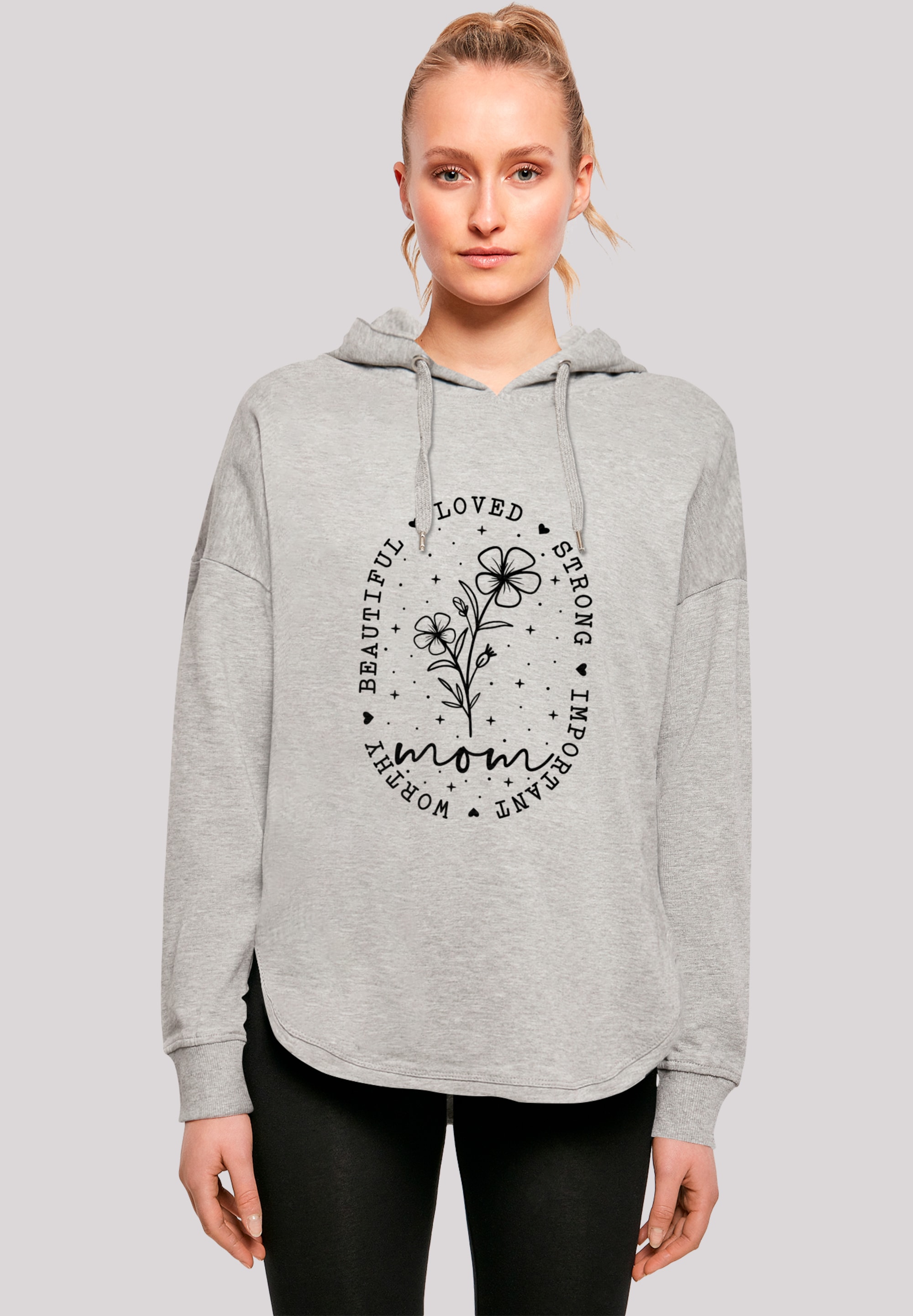 Kapuzenpullover F4NT4STIC "Mothers Day Black Art Print for Mom Best Mom Ever", Damen, Gr. XS, grau, Obermaterial: 100% Baumwolle, oversize, Pullover Kapuzenpullover, Premium Qualität