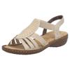 Sandale RIEKER, Damen, Gr. 39, beige (hellbeige), Lederimitat, klassisch, Schuhe, Sommerschuh, Schlupfschuh, Sandalette mit praktischen Gummizügen