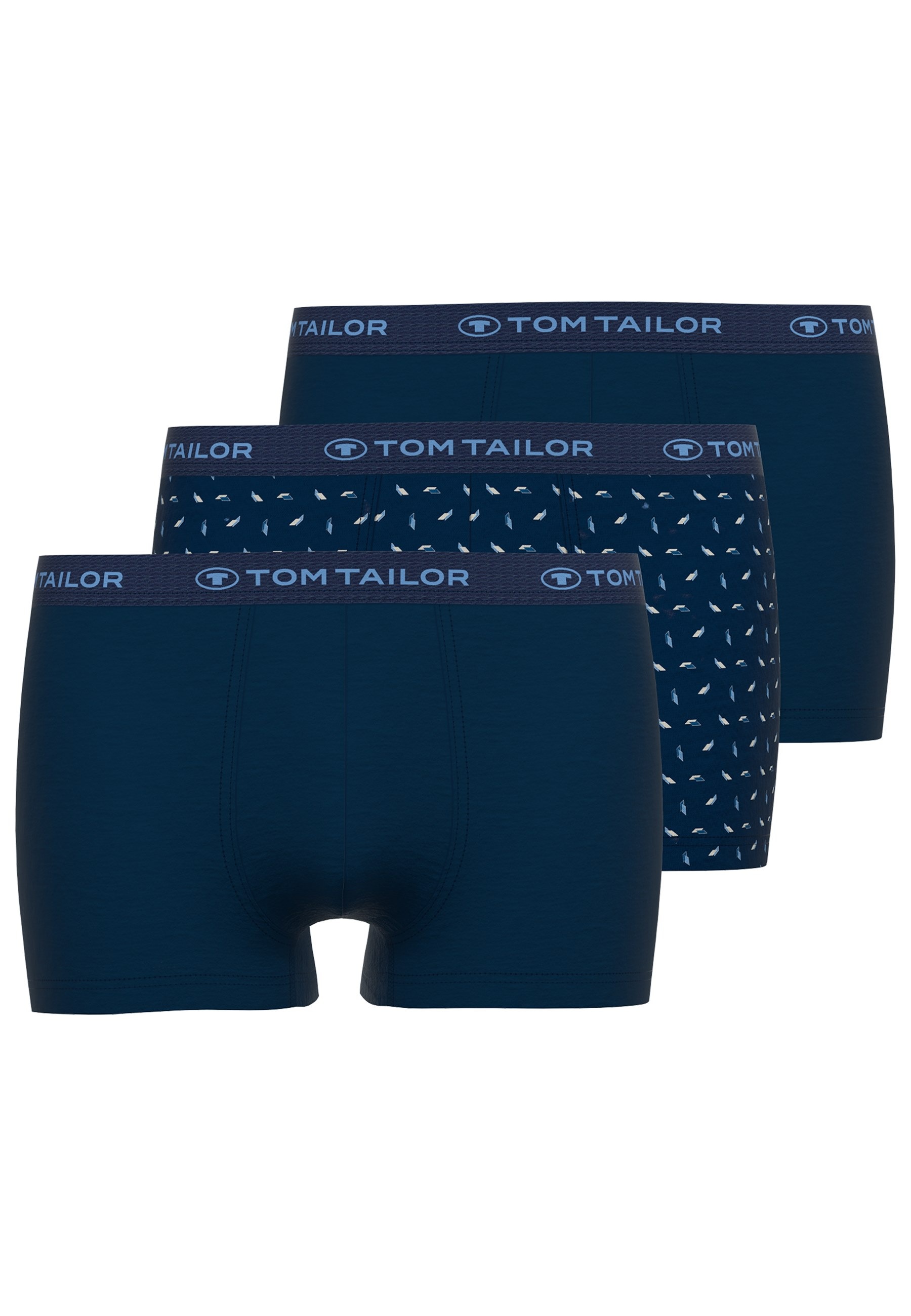 Boxershorts TOM TAILOR "Buffer", Herren, Gr. 7 (XL), blau (675 blau, hell, allover), Single Jersey, Obermaterial: 95% Baumwolle, 5% Elasthan, eng, Unterhosen, weich, bequem, eng, elastisch, Logobund, Baumwollmix