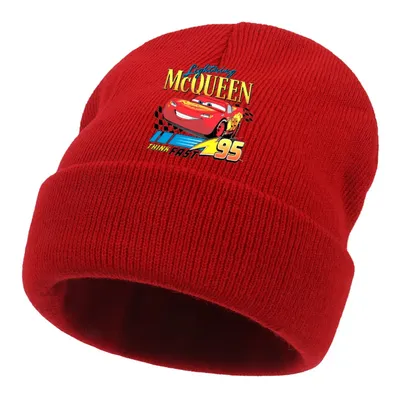 Pixar Cars Lightning McQueen Solid Children Beanie Winter Wool Blends Soft Warm Knitted Cap Skull Cap Hats Ski Caps Beanies