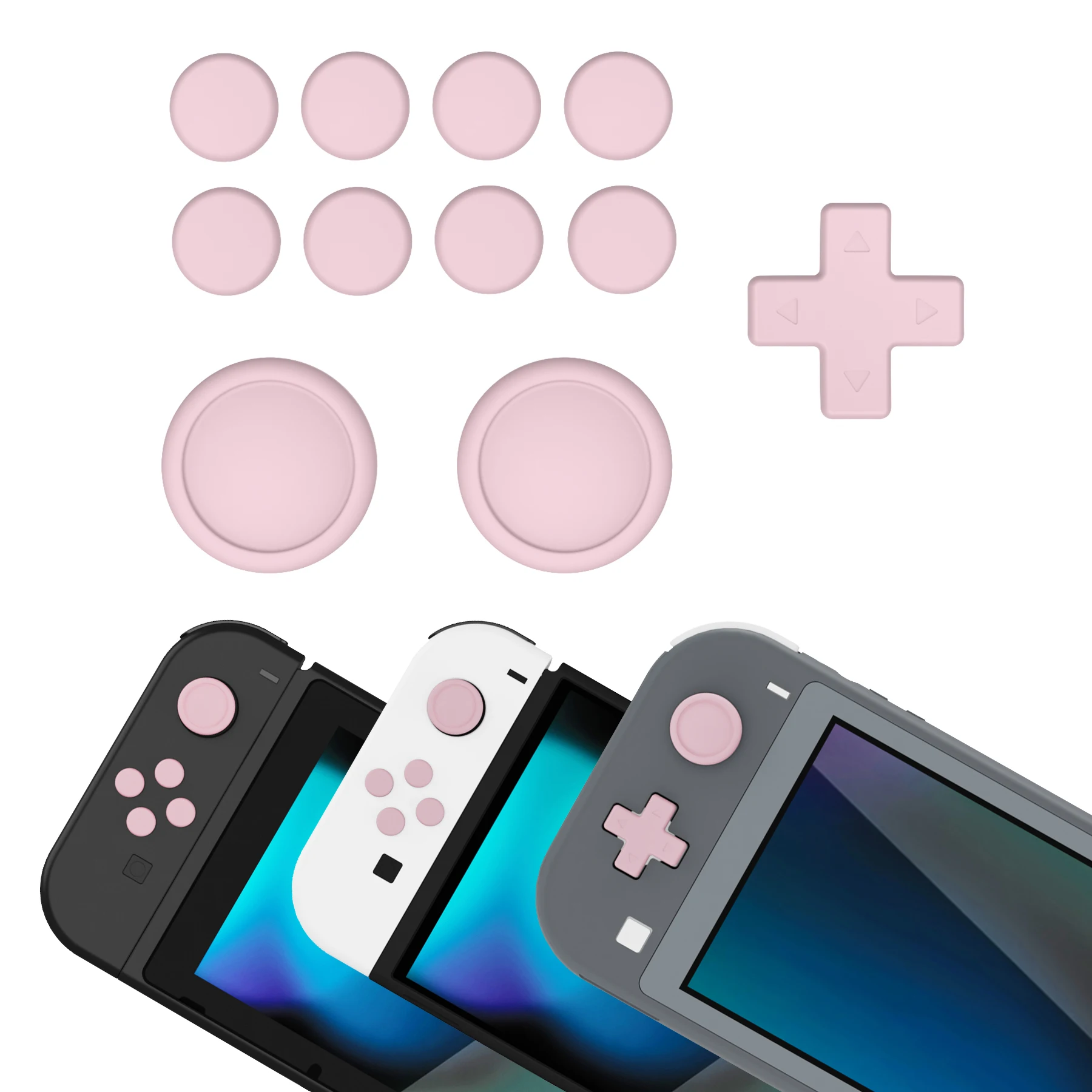PlayVital Silicone Cross D-Pad Button Covers and Thumb Grip Accessories Set For Nintendo Switch/Nintendo Switch OLED/Switch Lite