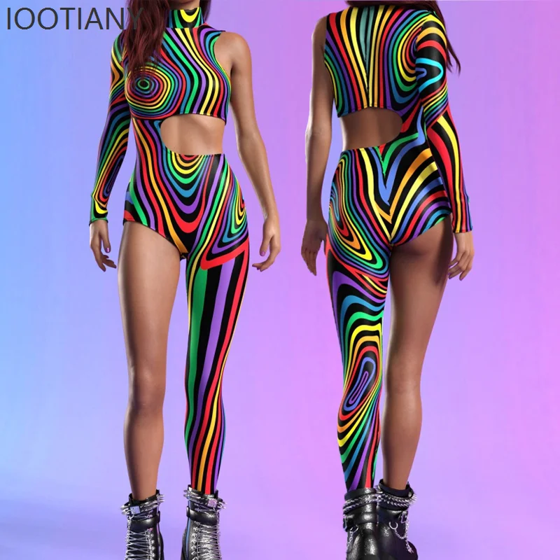 Halloween Unisex Kunst Unregelmäßige Linien Body Urlaub Party Rolle Spielen Einfarbig Body Bühne Leistung Strumpfhosen Kostüm Image