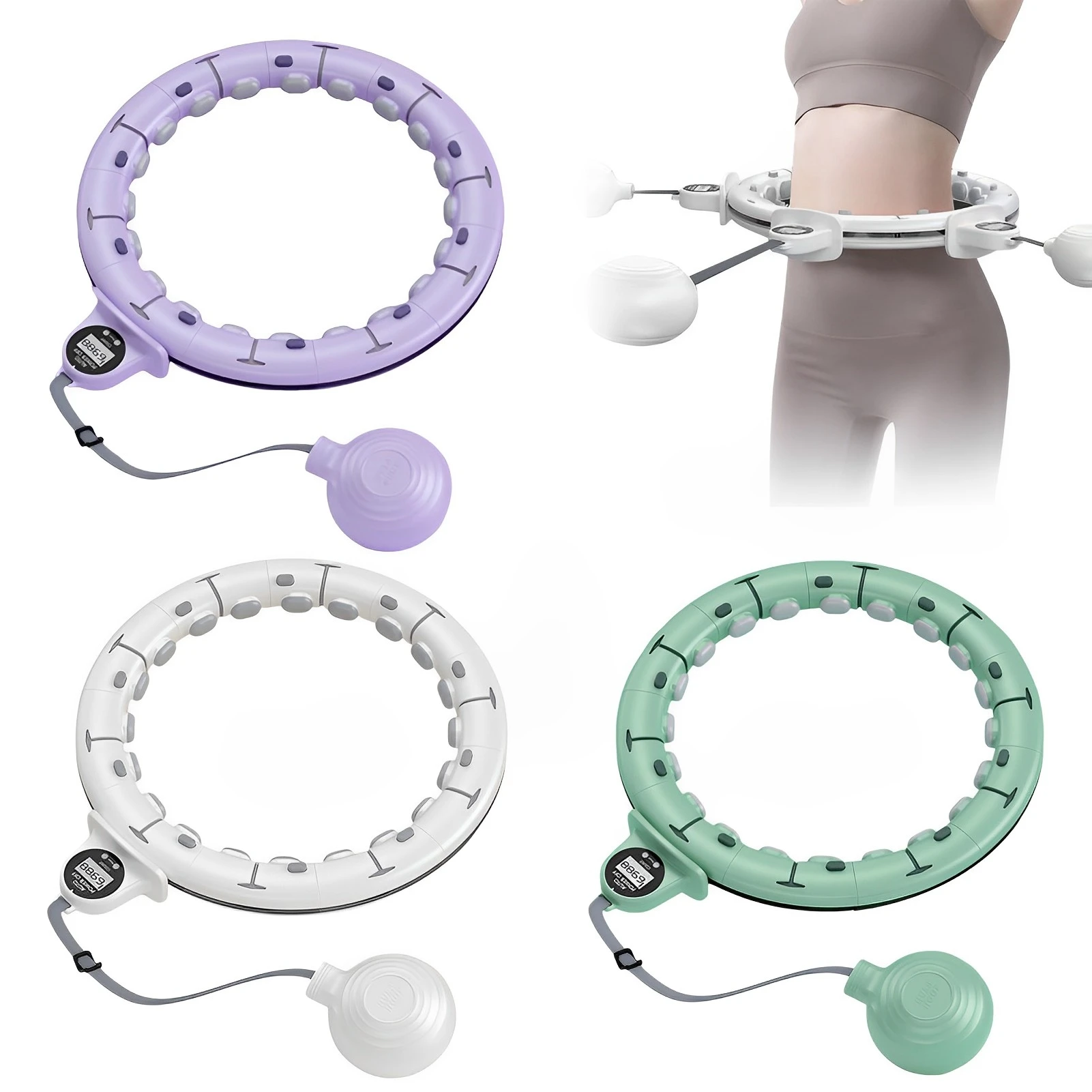 Smart Weighted Fitness Hu La Hoop Fitness-Massage-Übungskreis mit Ball und Zähler für Erwachsene zur Gewichtsreduktion