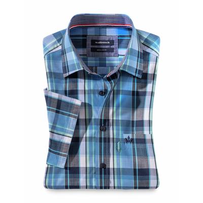 Walbusch Herren Tropical-Hemd Klima-Kontrolle Blau kariert Image