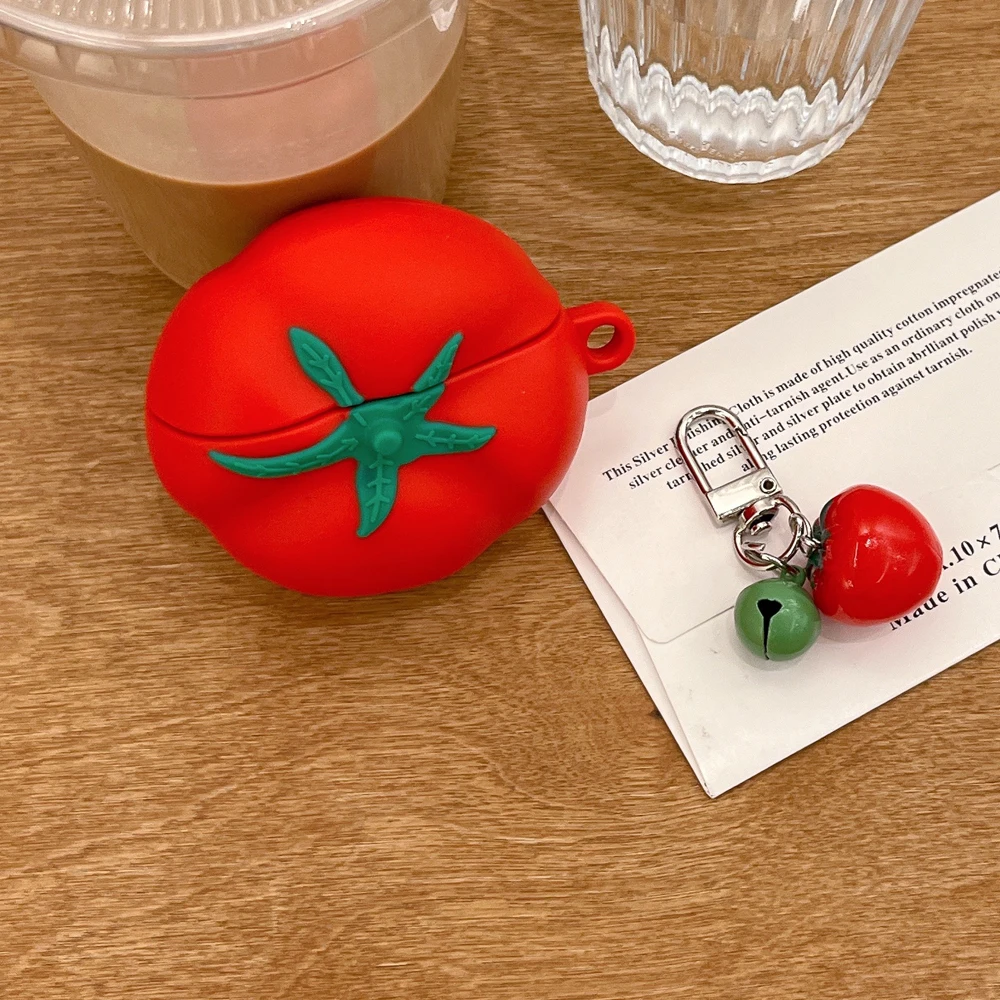 Für Airpods 4, 3D-Simulation, Tomate, lustige Earpods-Hülle für Airpods 1, 2, 3 Pro 2, kabellose Kopfhörer-Abdeckung, Ladebox mit Anhänger Image