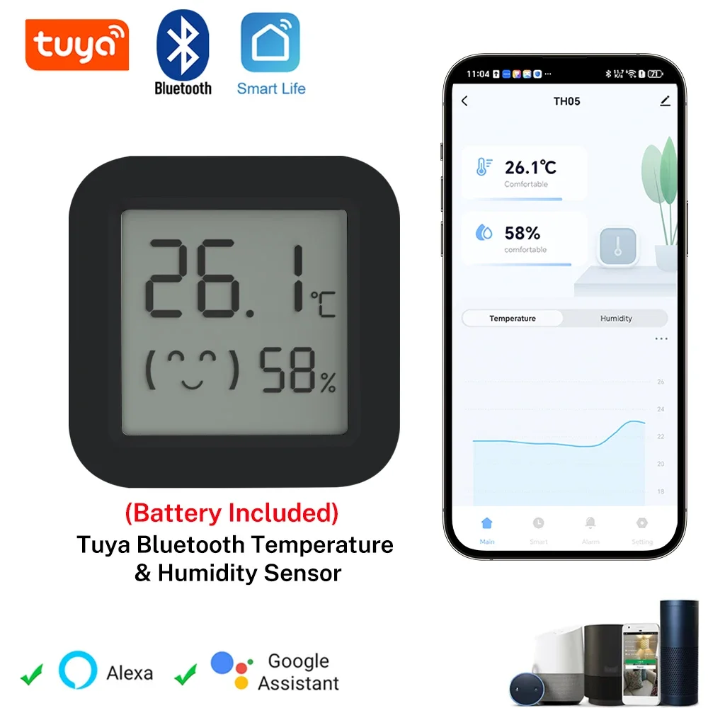 Mini LCD Hygrometer Thermometer Tuya Smart Temperatur Feuchtigkeit Sensor Bluetooth APP Gesteuert für Home Security Monitoring Image