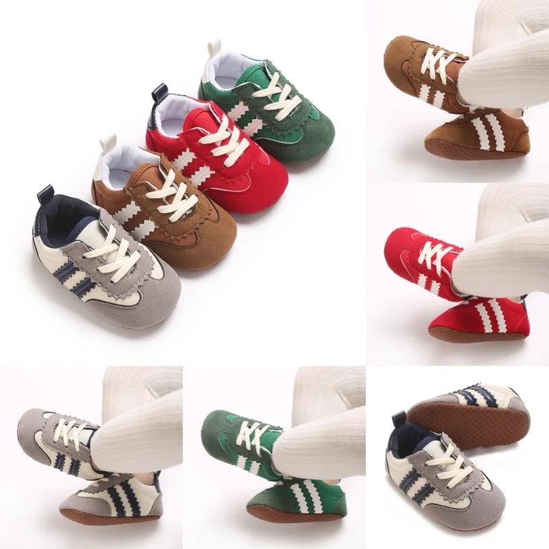 Mode Farbblockierung Freizeitschuhe Baby First Walkers 0-18M Neugeborene Kinder Leinwand Sportschuhe weiche Sohlen Babyschuhe