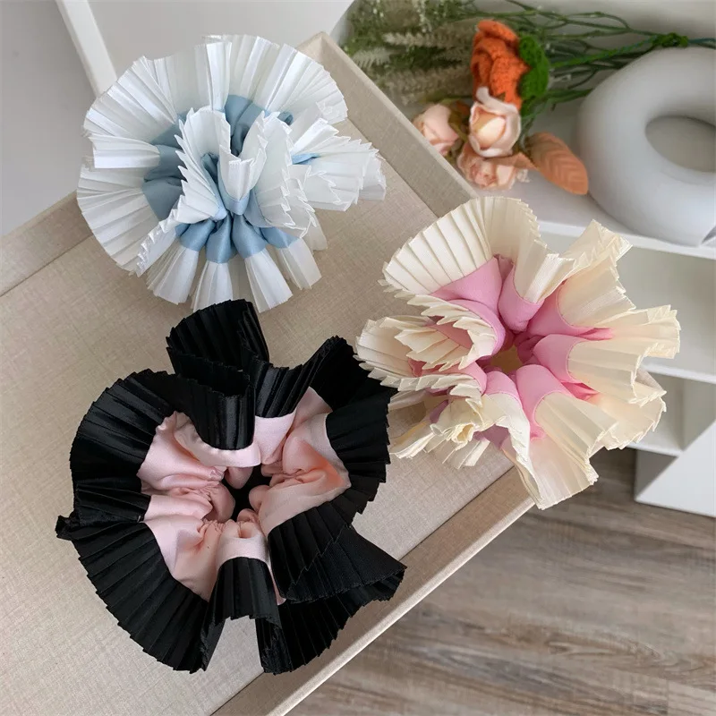 1 Stück High-End-Plissee mit gestreiften Kanten, fetter Wurstkreis, koreanische Version, hohe Elastizität, Dutt, Haarkreis, Atmosphäre Image