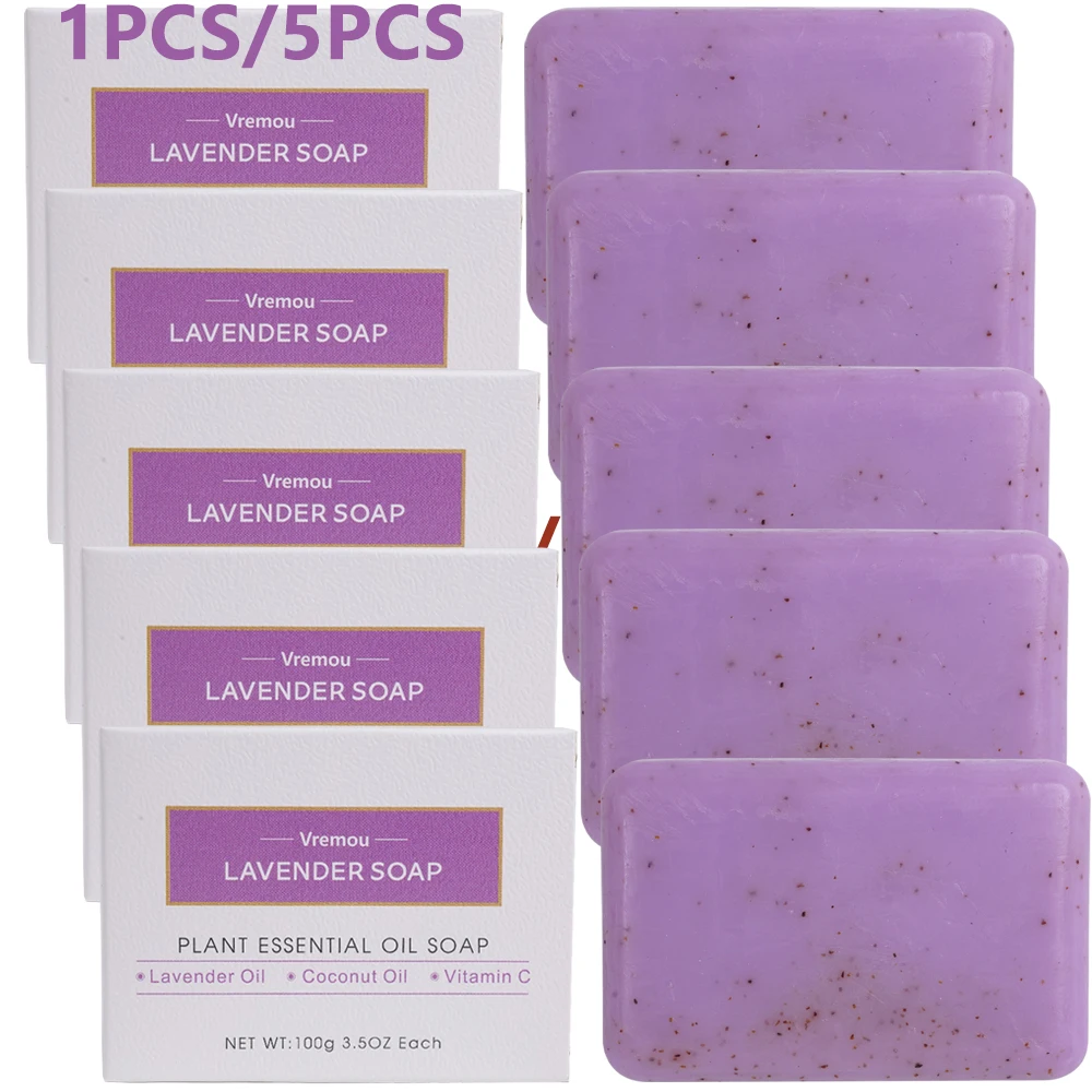 1 Stück/5 Stück Lavendelseife, Peeling-Creme-Granulat-Seife für ätherische Öle, männliche und weibliche Reinigungs-Körperbad-Duftseife Image