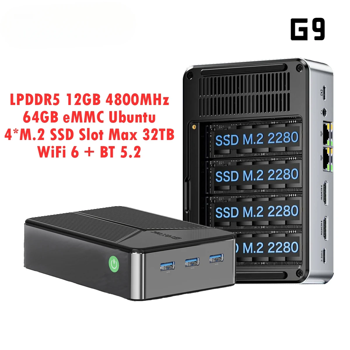 für GMKtec Nucbox G9 MINI PC Intel N150 MINI NAS Windows 11 Pro LPDDR5 M.2 2280 SSD WIFI6 BT5.2 Triple Screen Pocket Gaming Comp