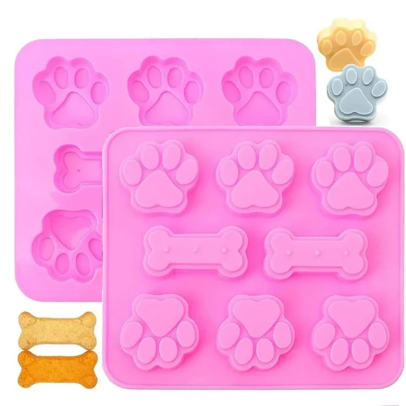 Welpen Hund Pfote Knochen geformt Schokolade Silikonform Candy Cookie Silikonform Eiswürfelform selbstgemachte Hund Leckereien Backwerkzeuge Image