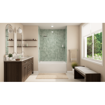 Dreamline Prism 60 inch L x 30 inch W Acrylic Alcove Left-Hand Drain Bathtub, White BTPM6030XL00