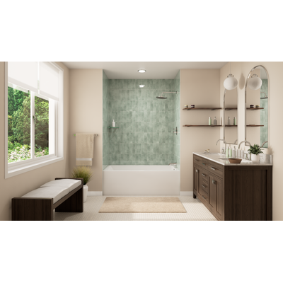 Dreamline Prism 60 inch L x 32 inch W Acrylic Alcove Right-Hand Drain Bathtub, White BTPM6032XR00