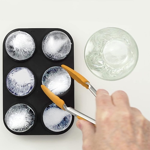 Whisky-Eiskugelform – 4,5 cm Silikonform mit individuellem Deckel zum einfachen Befüllen und Herausnehmen – 6 runde Kugelformen für Cocktails und Bourbon Image