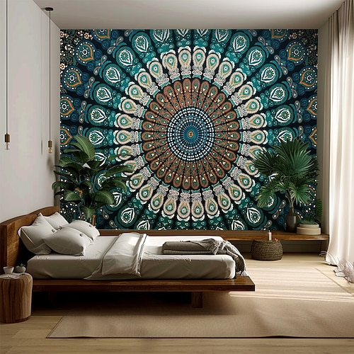 Mandala Bohemian hängender Wandteppich große Wandteppich Wanddekoration Fotohintergrund Decke Vorhang Zuhause Schlafzimmer Wohnzimmer Dekoration Image